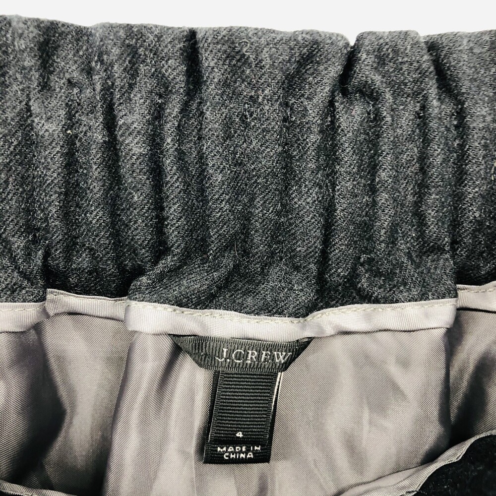 J Crew Charcoal Gray Wool City Mini Skirt 90289 Size 4 Preppy Elastic Waist High - Picture 3 of 5